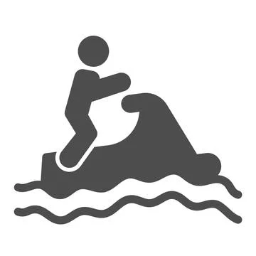 Man with water scooter on waves solid icon, waterpark concept, Jet Ski Sport イラスト素材