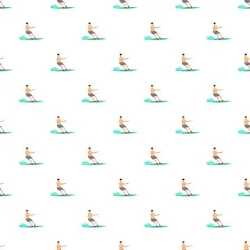 Man water skiing seamless pattern background design Illustrazione stock