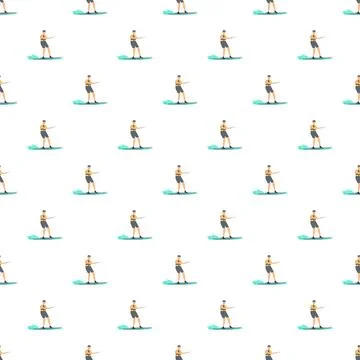 Man water skiing seamless pattern background Stock Illustration