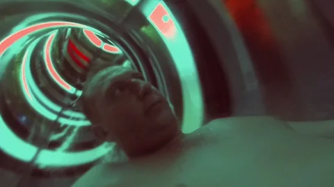 A man on a water slide in a pipe. 스톡 동영상 120032085