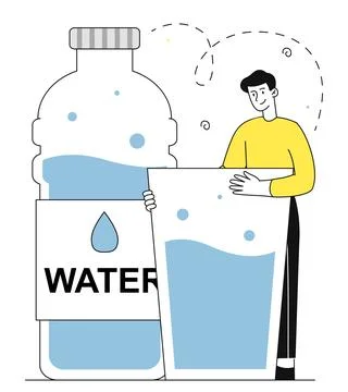 Man with water vector linear Stock-Illustration