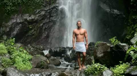 Man at waterfall Video stock 23329575