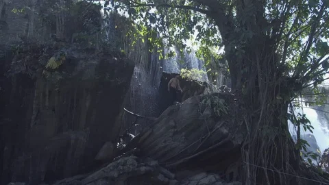 Man at Waterfall in Vietnam Stock Footage 127806265
