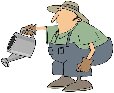 Man with a watering can Stock Illustration