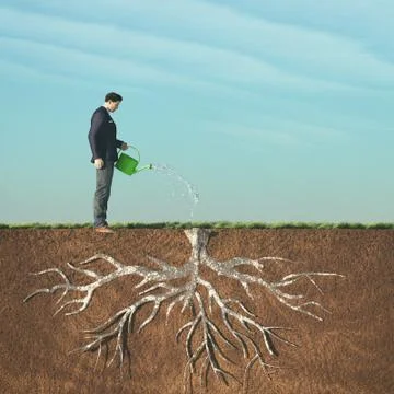 Man watering Stock Illustration