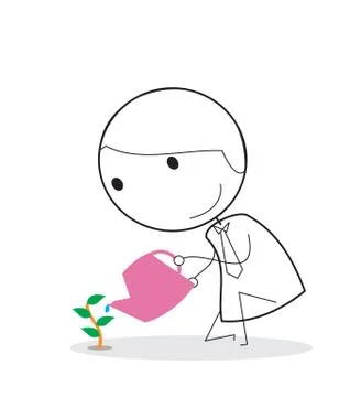 Man Watering Tree Stock Illustration