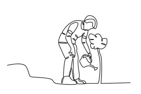 A man watering a tree Stock Illustration