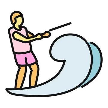 Man waterskiing on ocean wave engaging in water sport Stock Illustration