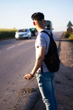 Man wating a car Stock Photos