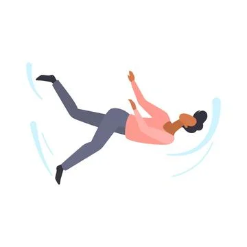 Man waving arms in air to avoid falling, flying male character in sky Stock Illustration