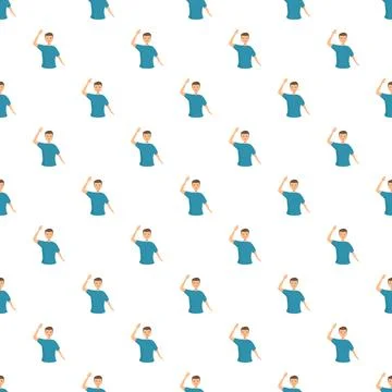 Man waving hand greeting pattern seamless background Illustrazione stock