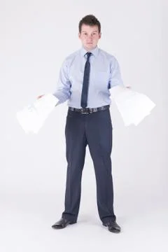 A man waving papers Stock Photos