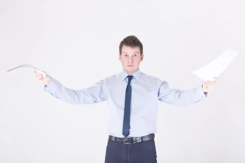 A man waving papers Foto stock