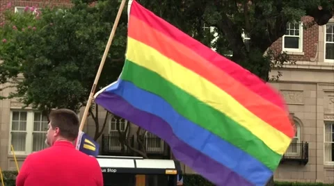 Man Waving Pride Flag Stock Footage 57464272