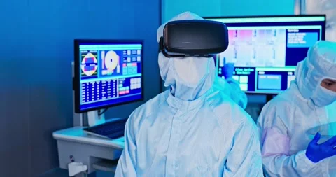 Man wear virtual reality headset Stock Footage 166835804