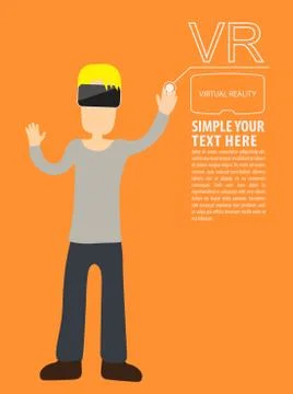 Man wear VR playing using vr headset. Иллюстрация