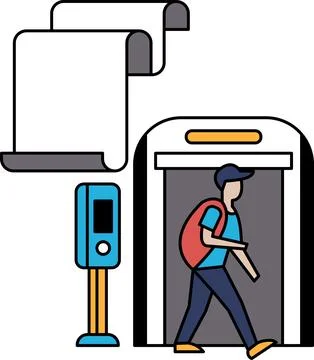 The man is wearing a backpack and he is in a hurry Stock Illustration