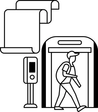 The man is wearing a backpack and he is in a hurry Stock Illustration