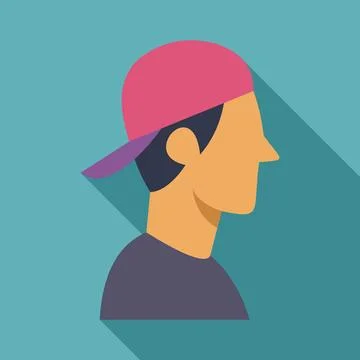 Man wearing baseball cap profile avatar icon Stock Illustration