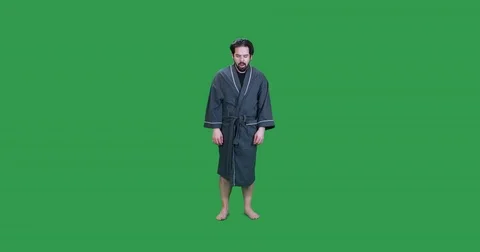 Man wearing a bathrobe gets swarmed by bees Stock-Footage 83629975