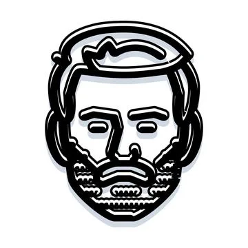 Man wearing beard head avatar icon graphic Stock Illustration