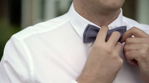 Man wearing bowtie Stock Footage