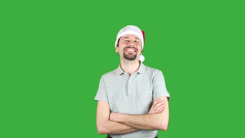 Man wearing christmas hat Stockbeeldmateriaal 237243121