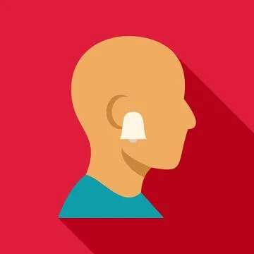 Man wearing ear device helping hearing disability Stock Illustration