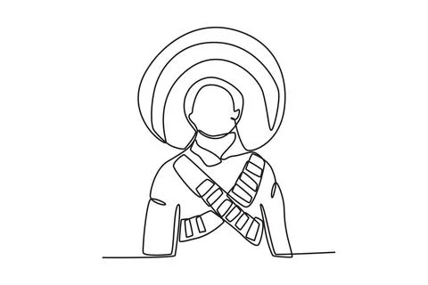 A man wearing a hat and bullets on his body Ilustración de archivo