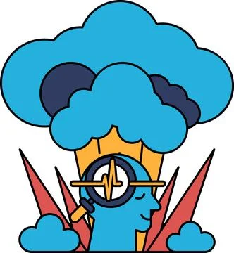 A man is wearing a hat and looking at a cloud Stock Illustration