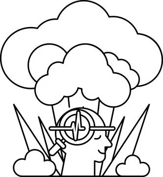 A man is wearing a hat and looking at a cloud Stock Illustration