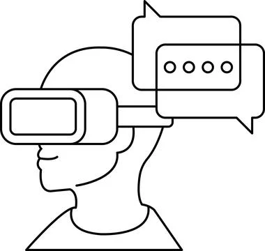 The man is wearing a headset that allows him to experience a virtual world Stock Illustration