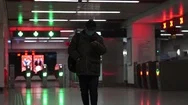 Man Wearing Mask On Deserted Subway During Coronavirus Outbreak Stock Footage