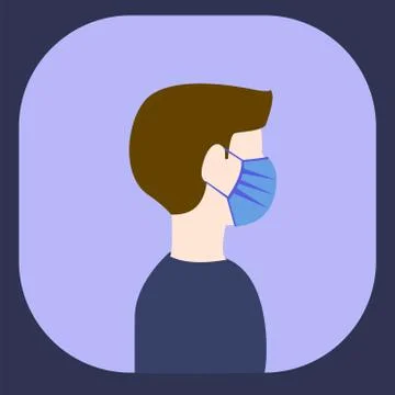 Man wearing mask,side view image,vector flat illustration Stock Illustration