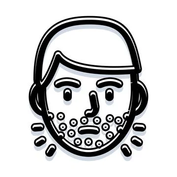 Man wearing stubble beard doodle line art icon Stock Illustration
