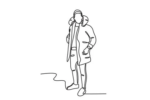 A man wearing a thick jacket Stock Illustration