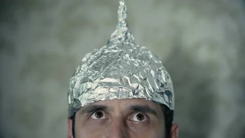 Man wearing tin foil hat 스톡 동영상 156520749