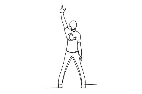 A man wearing a Turkish symbol while giving a hand pose Stock Illustration