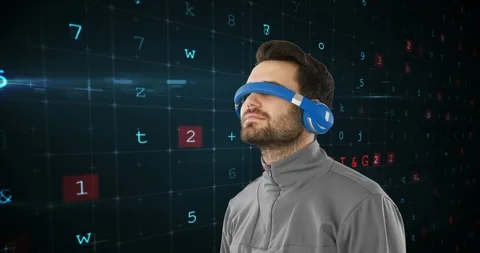 Man wearing virtual goggles 4k Stock Footage 107696683