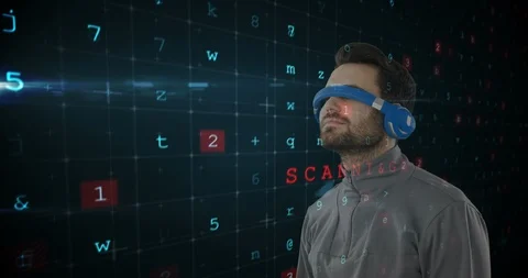 Man wearing virtual goggles 4k Stock Footage 107699104