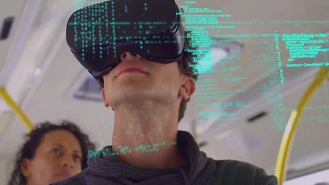 Man wearing virtual goggles Stock Footage 107684574