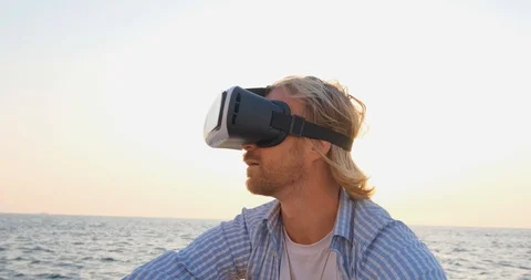 Man wearing virtual reality glasses Stock Footage 117362553