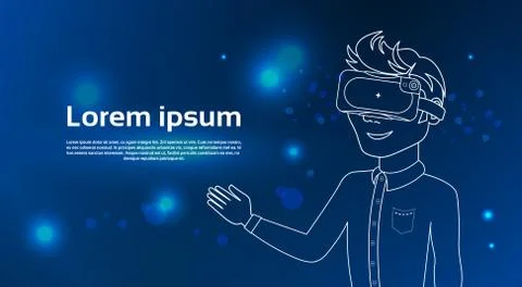 Man Wearing Virtual Reality Glasses Modern Vr Technology Concept Stock Illustration