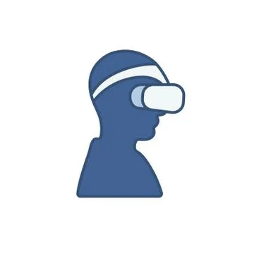 Man wearing virtual reality headset Stock Illustration