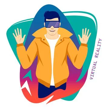 Man wearing virtual reality headset. vector illustration Stock Illustration