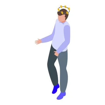 Man wearing virtual reality headset in isometric view Stock Illustration