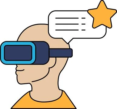 A man wearing a virtual reality headset with a star above his head Stock Illustration