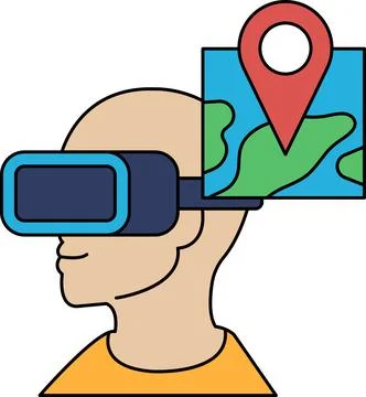 A man wearing a virtual reality headset Stock Illustration