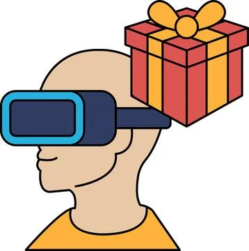 A man wearing a virtual reality headset with a box on his head Stock Illustration