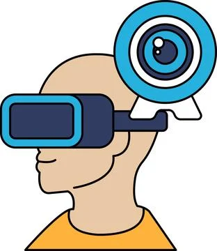 A man wearing a virtual reality headset Stock Illustration